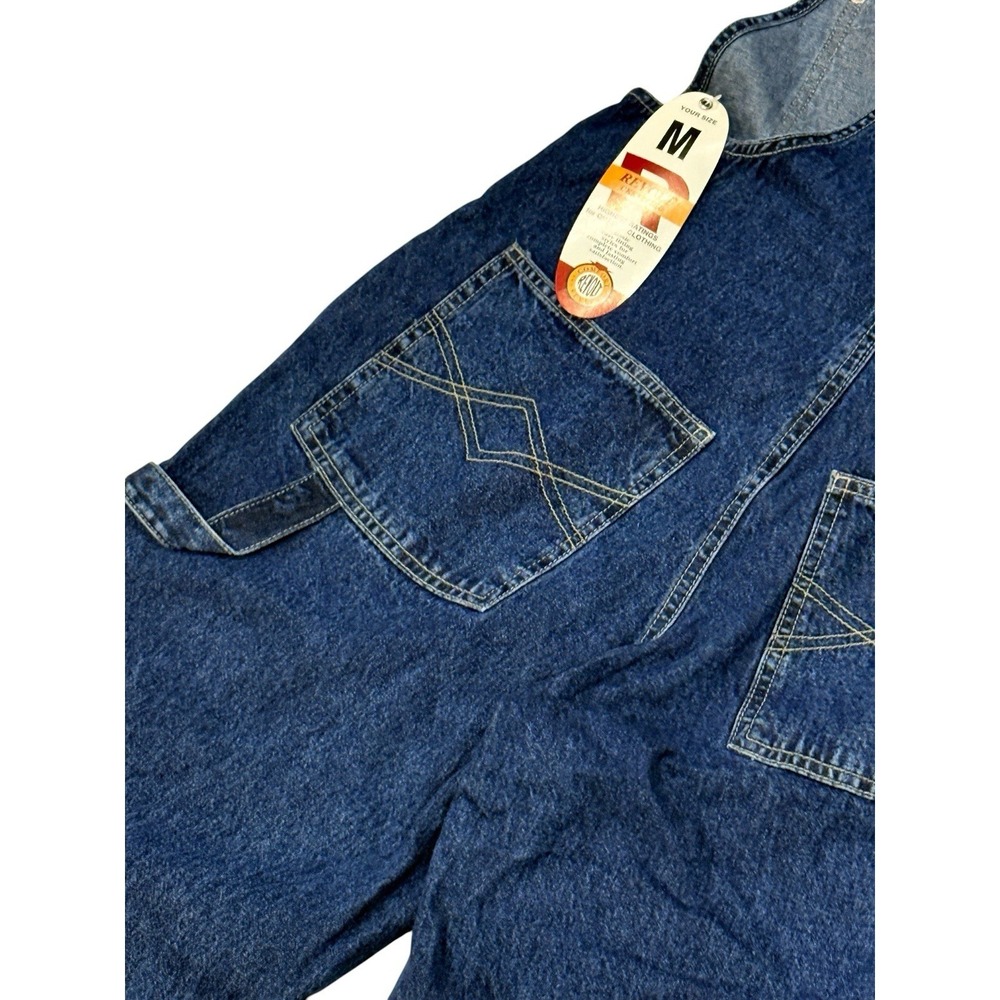 NWT Revolt Women Bib Overalls M Wide Leg Carpenter Vintage 90s Blue Stripe Denim - Picture 9 of 13